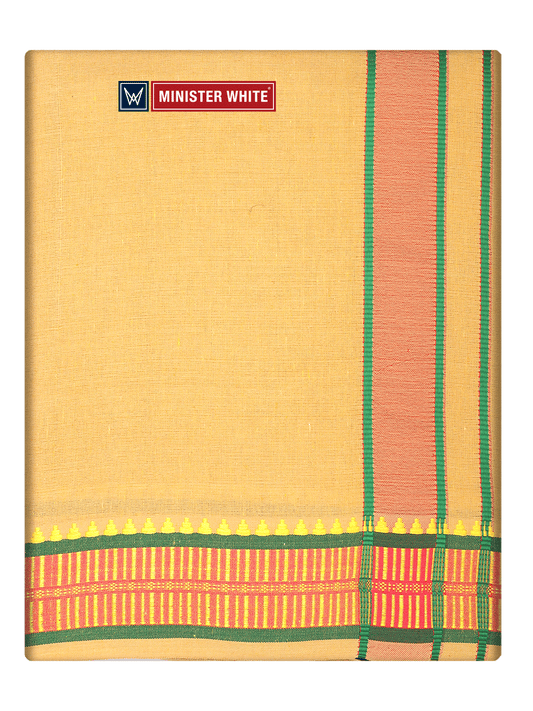 Men's Cotton Light Kavi Panchakacham & Angavastram Set with Elegant Assorted Border Design River