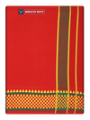 Men's Cotton Red Panchakacham & Angavastram Set with Elegant Assorted Border Design River