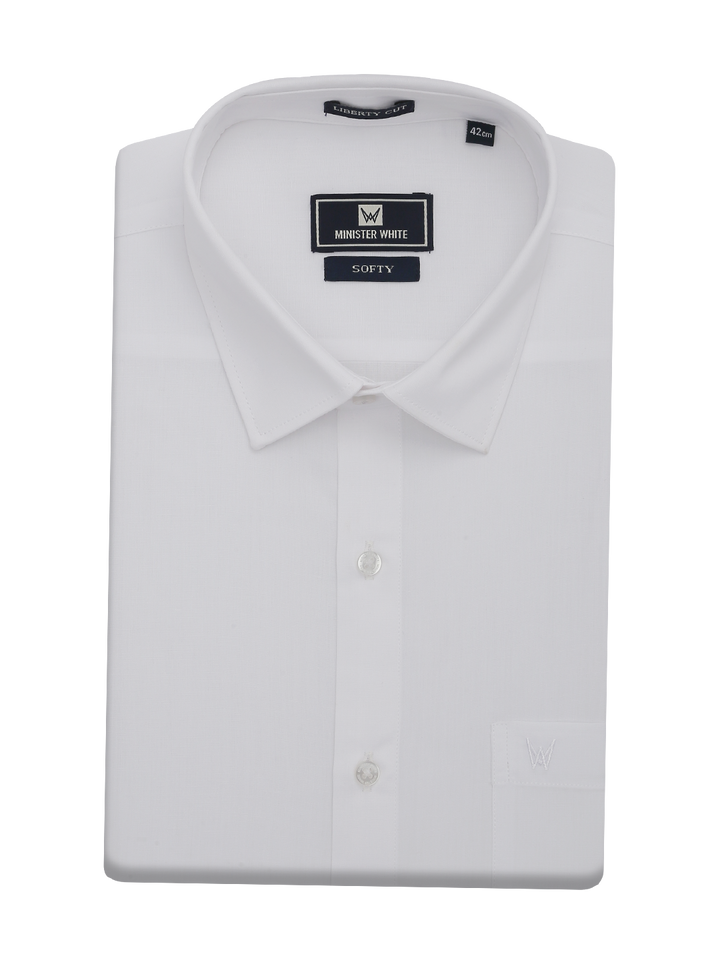 Mens Pure Cotton White Shirt by Minister White