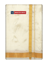 Mens Art Silk Double Layer Cream Dhoti with 50K Gold Jari Border - Prince 50K