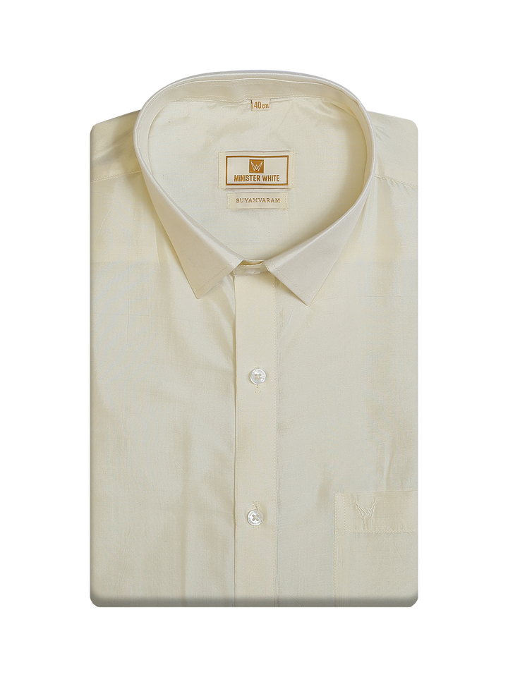 Men's Pure Silk Wedding Cream Shirt by Minister White