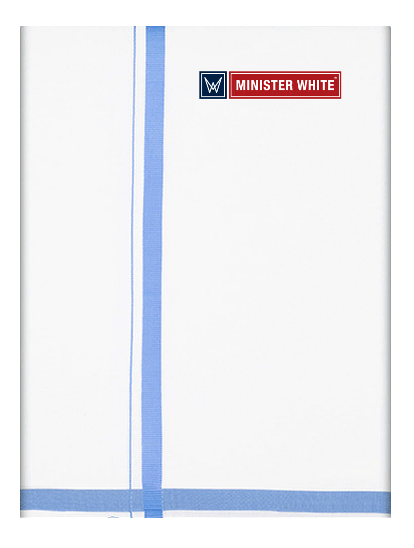 Mens Cotton White Double Layered Dhoti with Big Border - Infinite by Minister White