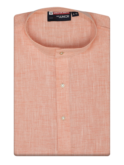 Boys Cotton Peach Kurta by Minister White