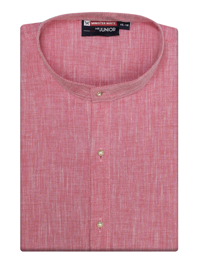 Boys Cotton Pink Kurta by Minister White