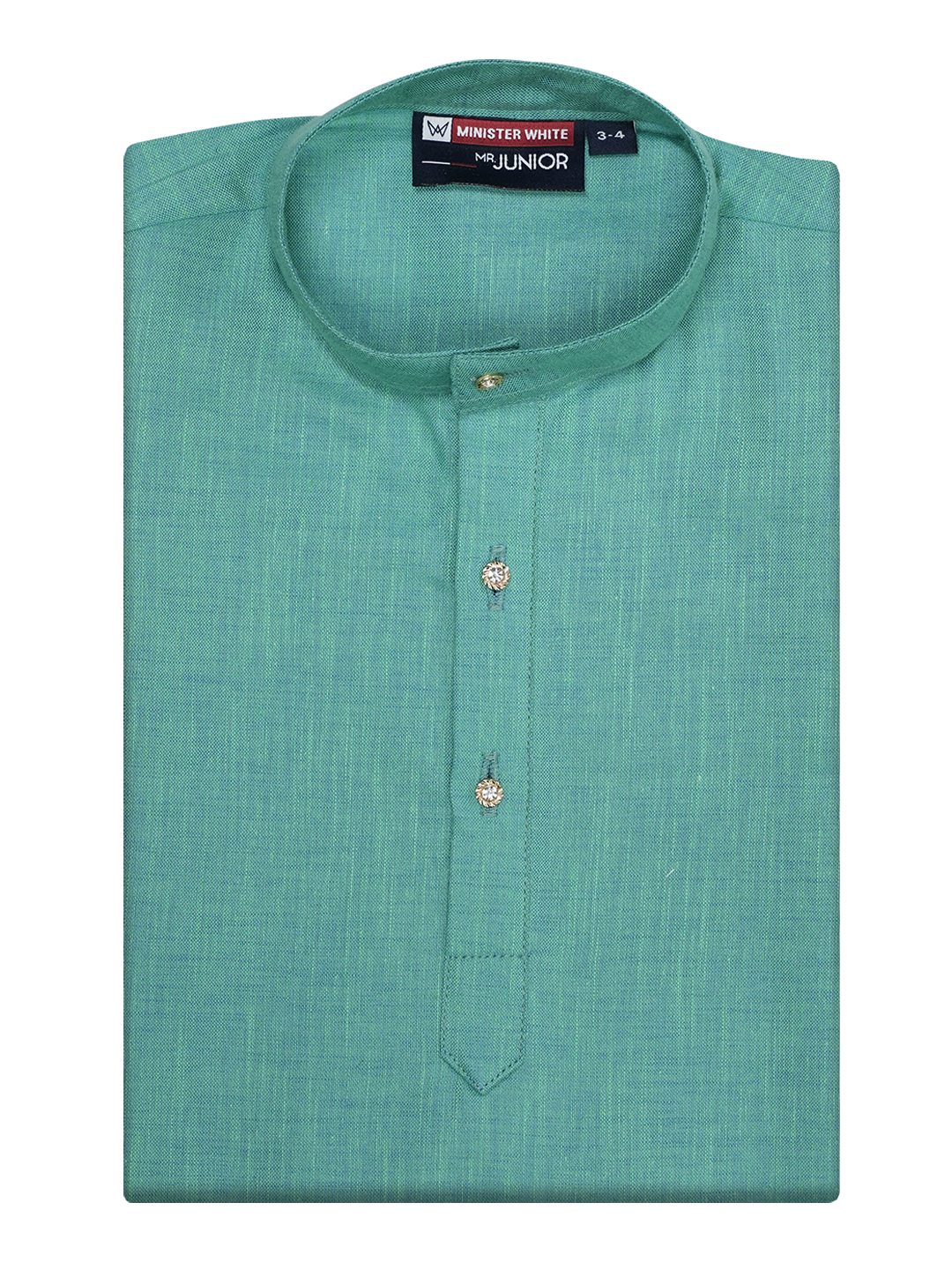 Boys Cotton Mint Blue Kurta by Minister White