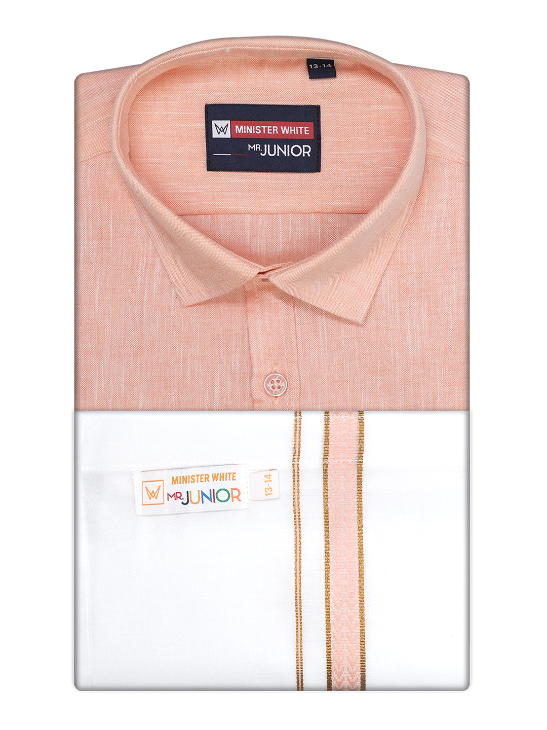 Boys Matching Half Sleeves Shirt with Flexi Dhoti Combo Peach Polite Boy