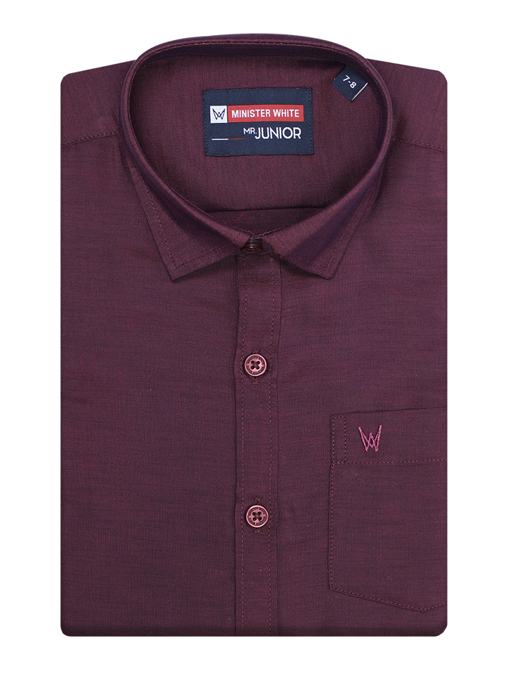 Boys Maroon Half Sleeves Shirt by Minister White