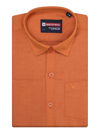 Boys Orange Half Sleeves Shirt by Minister White