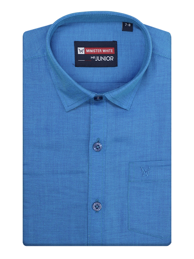 Boys Blue Half Sleeves Shirt by Minister White