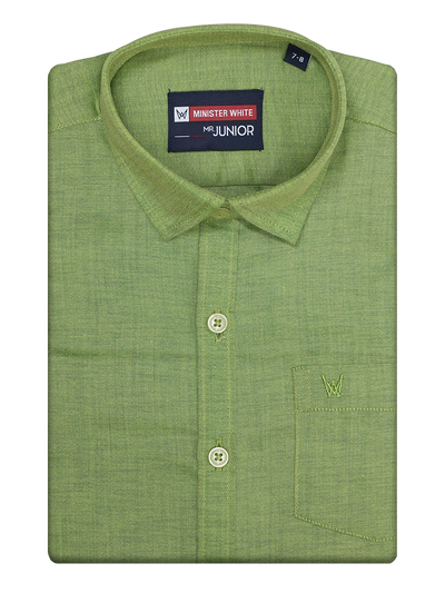 Boys Light Green Half Sleeves Shirt by Minister White