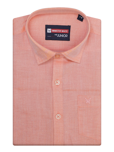 Boys Peach Half Sleeves Shirt by Minister White