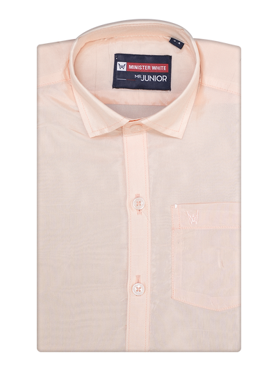 Boys Light Peach Art Silk Shirt by Minister White