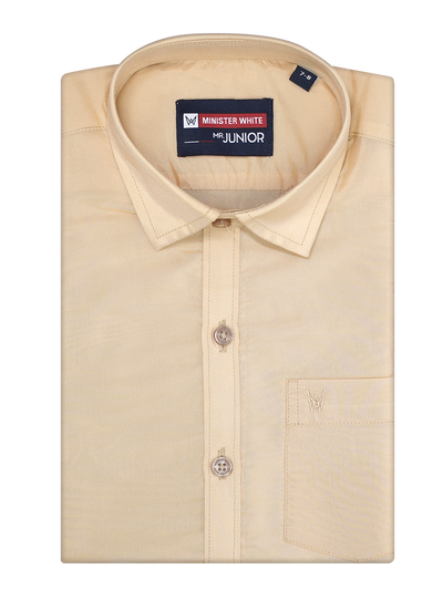 Boys Medium Gold Art Silk Shirt by Minister White