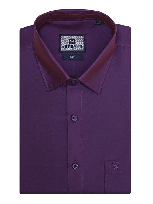 Mens Taffeta Relax Fit Violet Colour Shirt Zest by Minister White