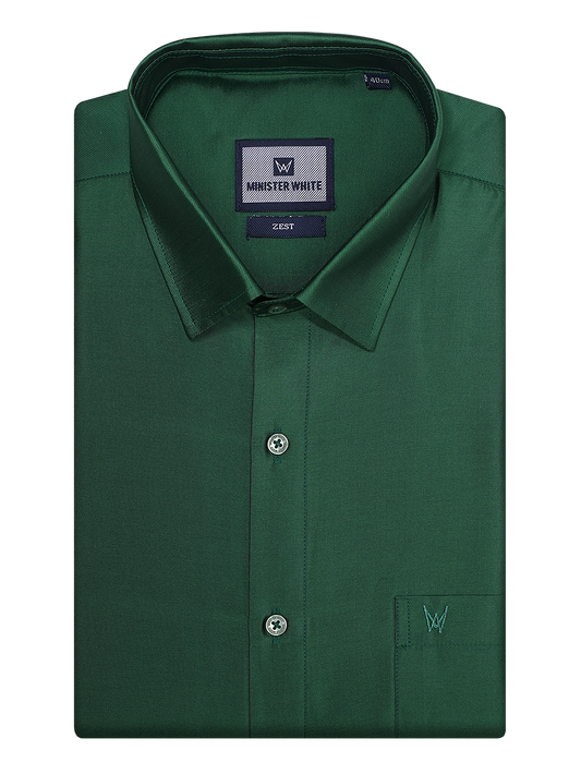 Mens Taffeta Relax Fit Dark Green Colour Shirt Zest by Minister White
