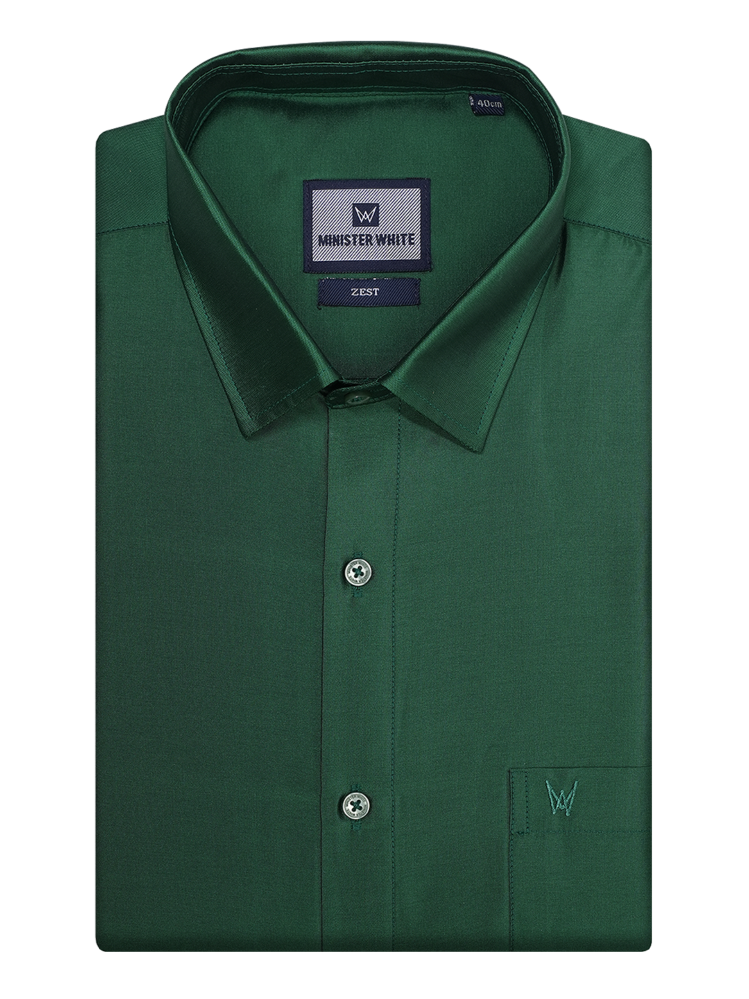 Mens Taffeta Relax Fit Dark Green Colour Shirt Zest by Minister White