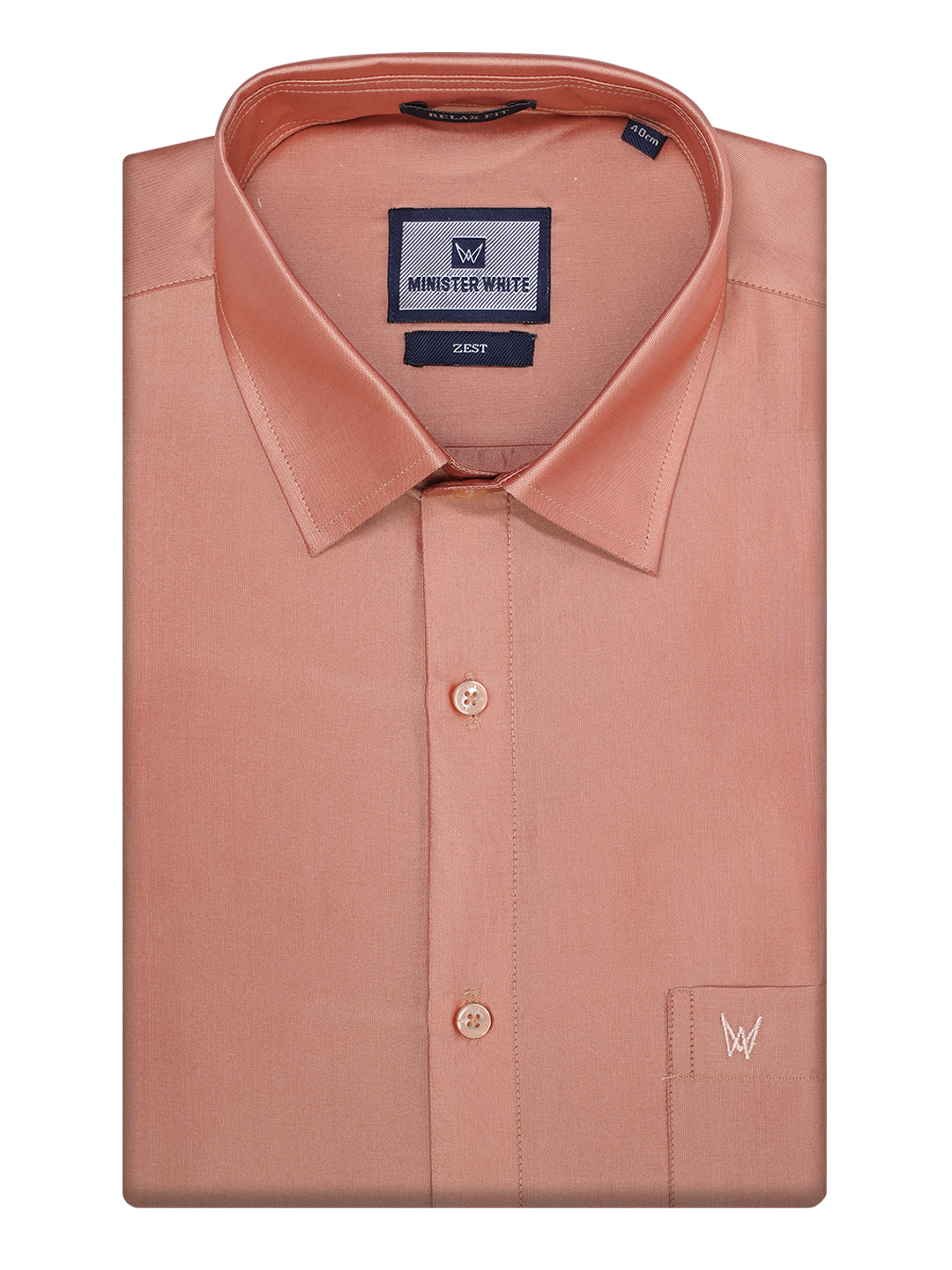 Mens Taffeta Relax Fit Dark Peach Colour Shirt Zest by Minister White