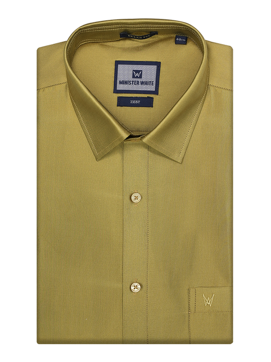 Mens Taffeta Relax Fit Light Green Colour Shirt Zest by Minister White