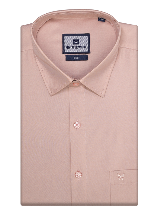 Mens Taffeta Relax Fit Peach Colour Shirt Zest by Minister White
