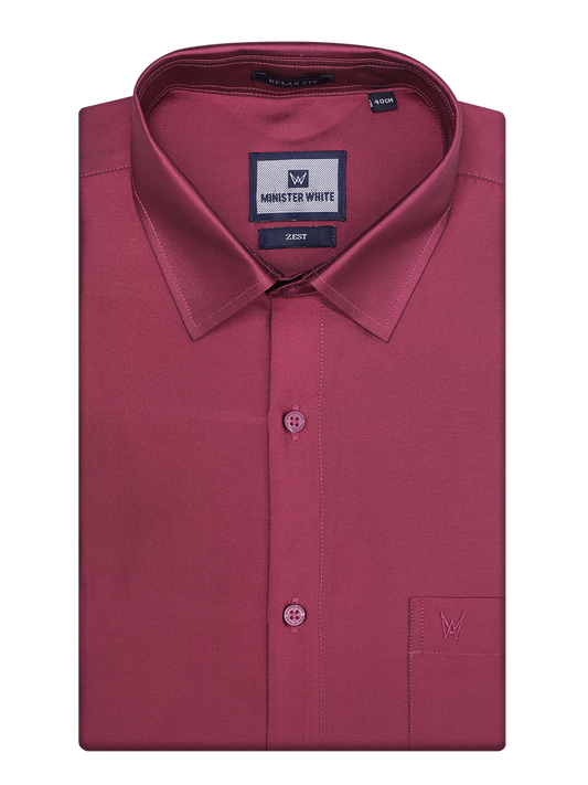 Mens Taffeta Relax Fit Light Maroon Colour Shirt Zest by Minister White
