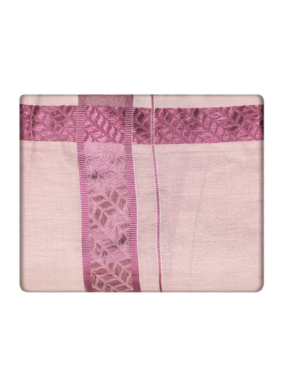 Mens Tissue Rose Border Dhoti by Minister White