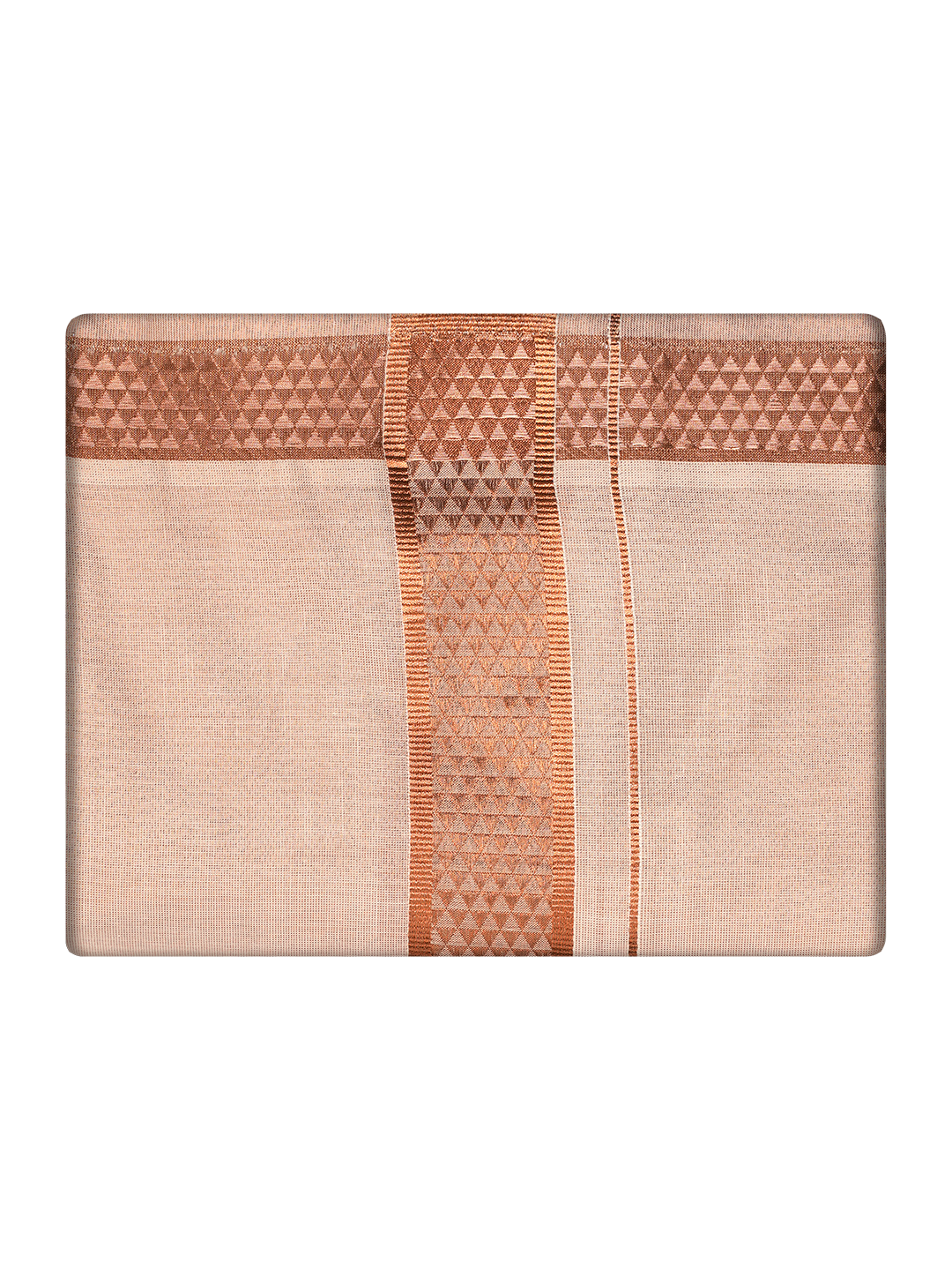 Mens Tissue Copper Color Border Dhoti by Minister White