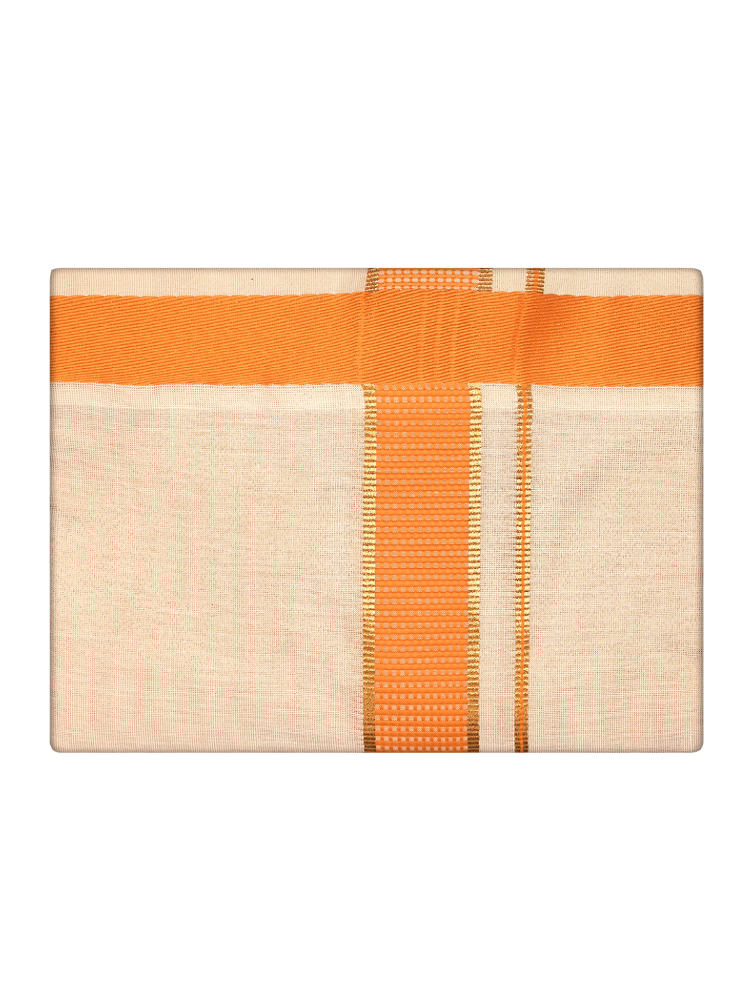 Mens Tissue Orange Color border Dhoti by Minister White