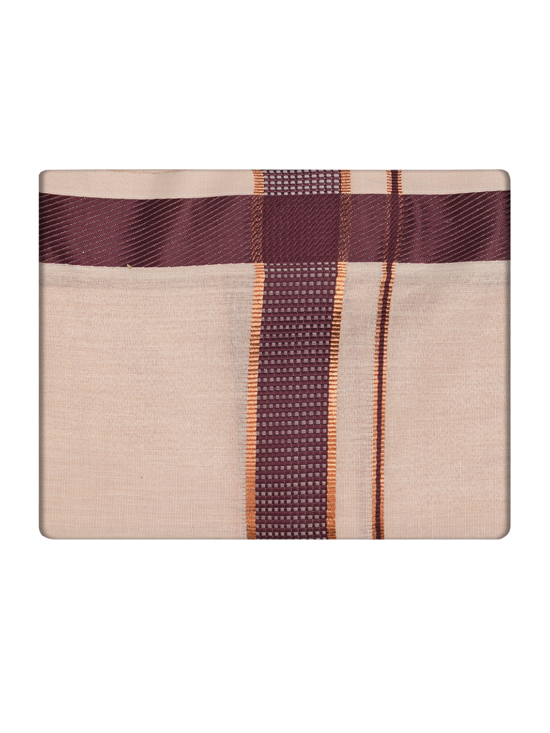 Mens Tissue Maroon Color Border Dhoti by Minister White