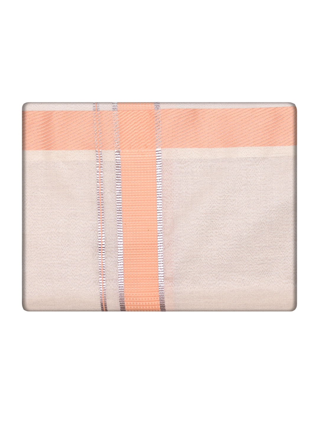 Mens Tissue Peach Color border Dhoti by Minister White