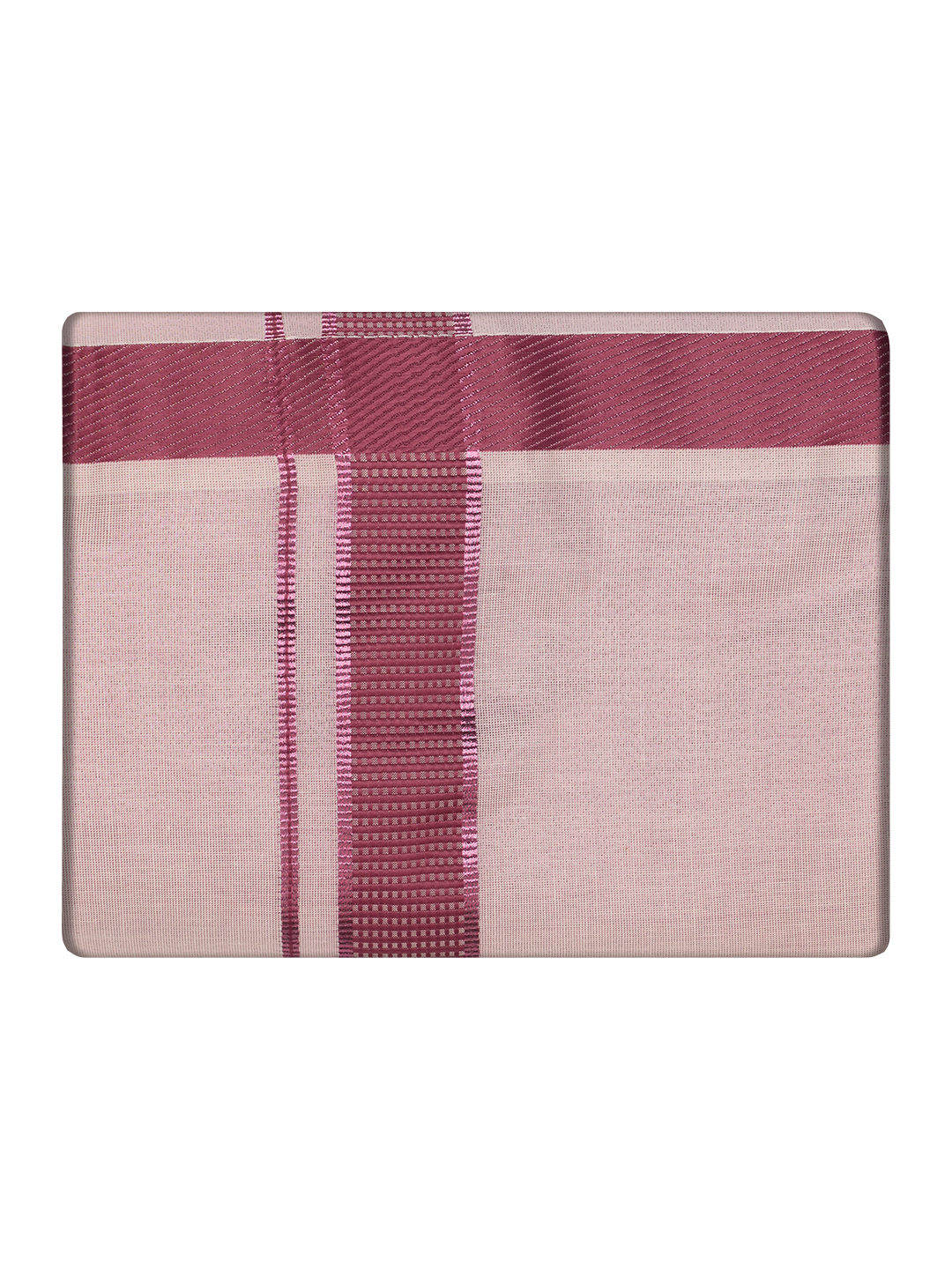 Mens Tissue Magenta Color Border Dhoti by Minister White