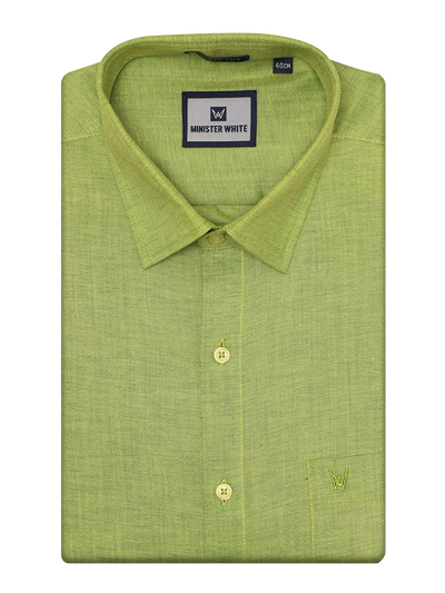 Mens Cotton Light Green Shirt by Minister White