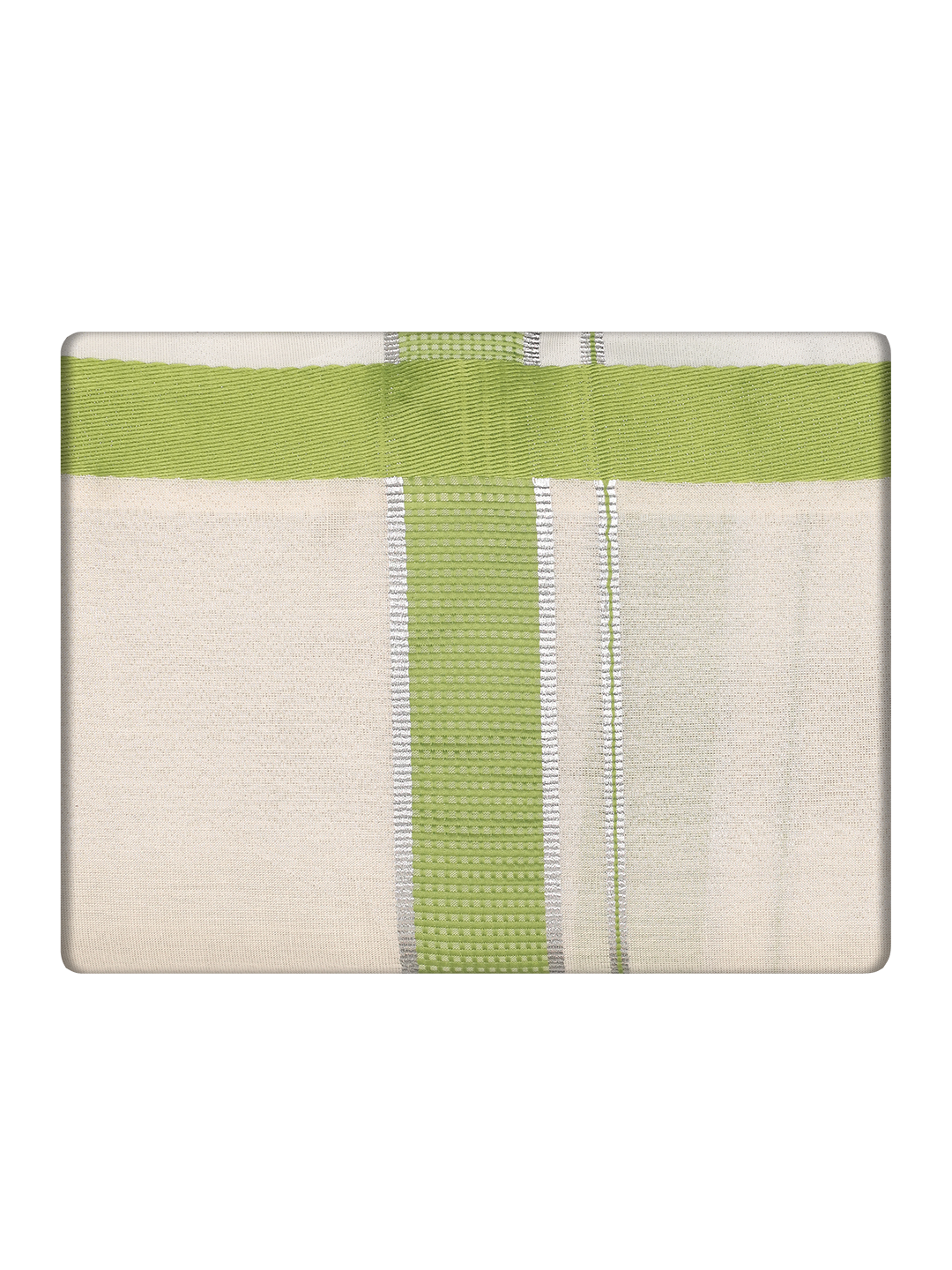 Mens Tissue Light Green Border Dhoti by Minister White