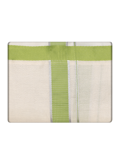 Mens Tissue Light Green Border Dhoti by Minister White