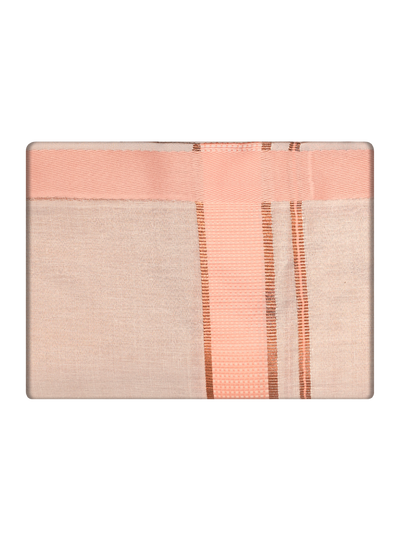 Mens Tissue Pink Color Border Dhoti by Minister White