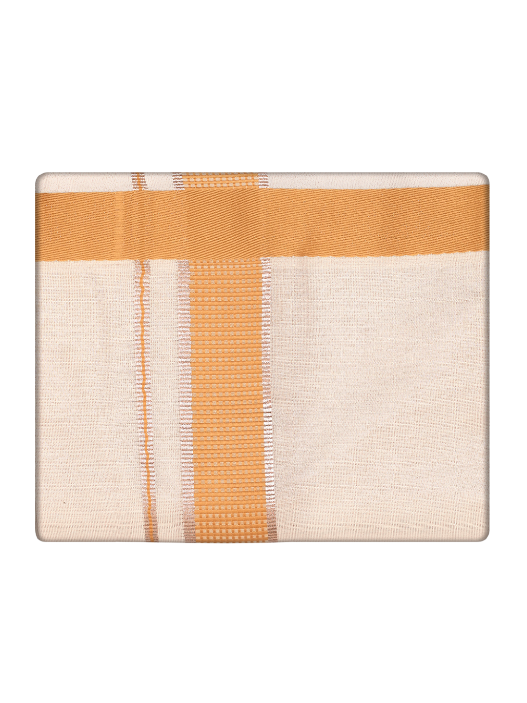 Mens Tissue Mustard Color Border Dhoti by Minister White