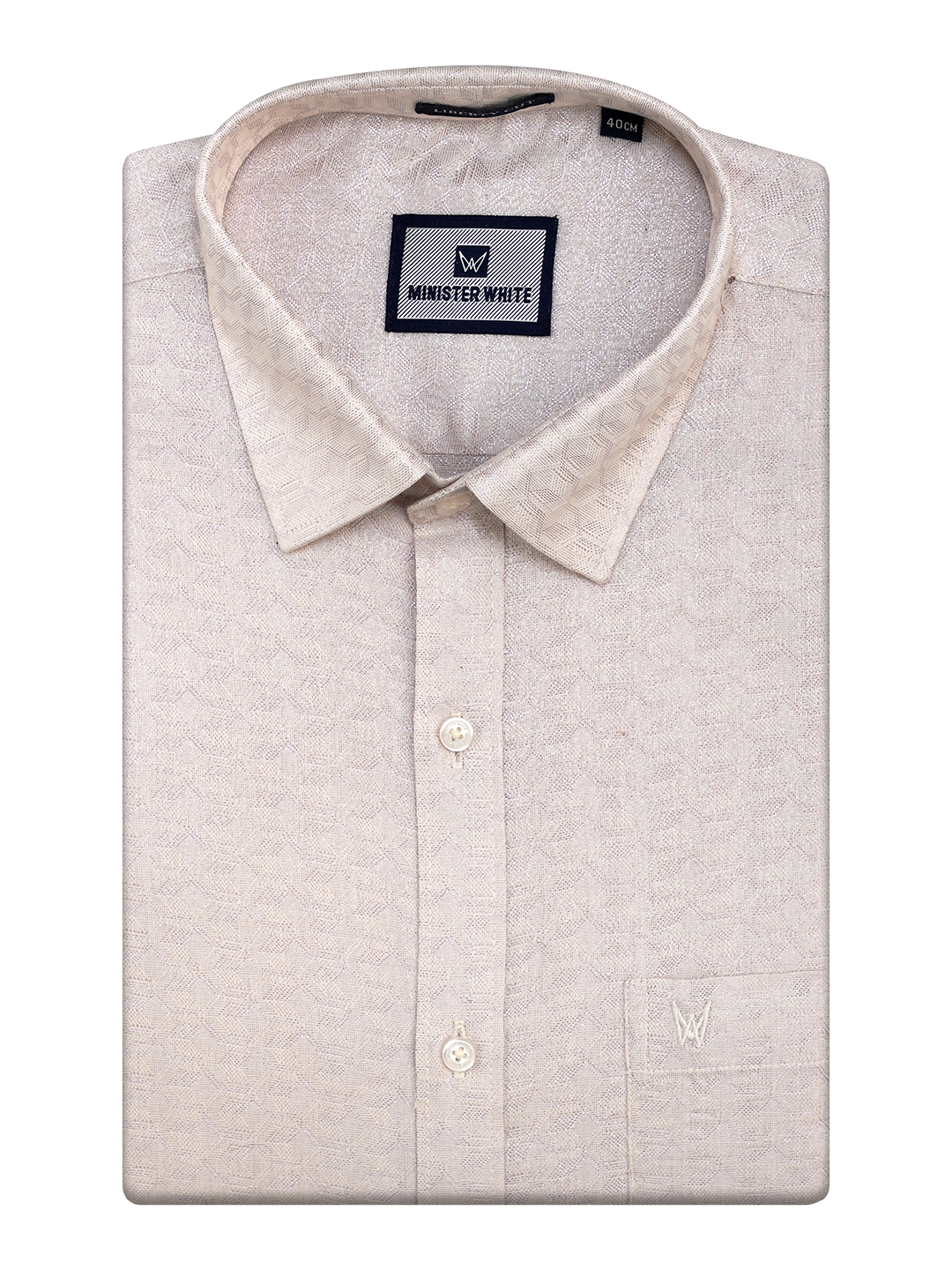 Mens Almond Colour Jacquard Tissue Shirt by Minister White