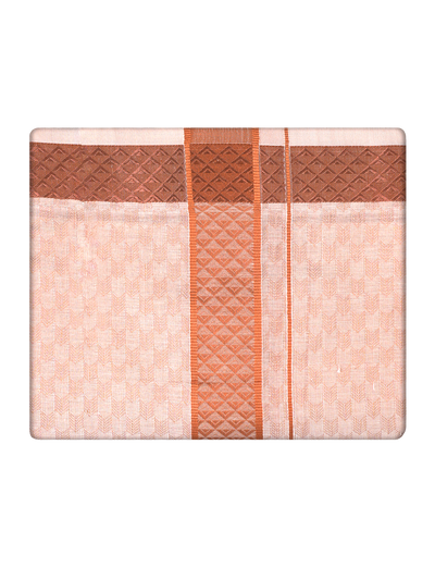 Mens Copper Colour Jacquard Tissue Dhoti by Minister White