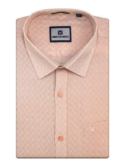 Mens Copper Colour Jacquard Tissue Shirt by Minister White