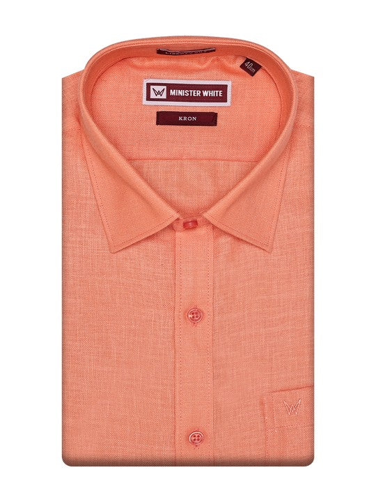 Men's Cotton Regular Fit Orange Shirt Kron
