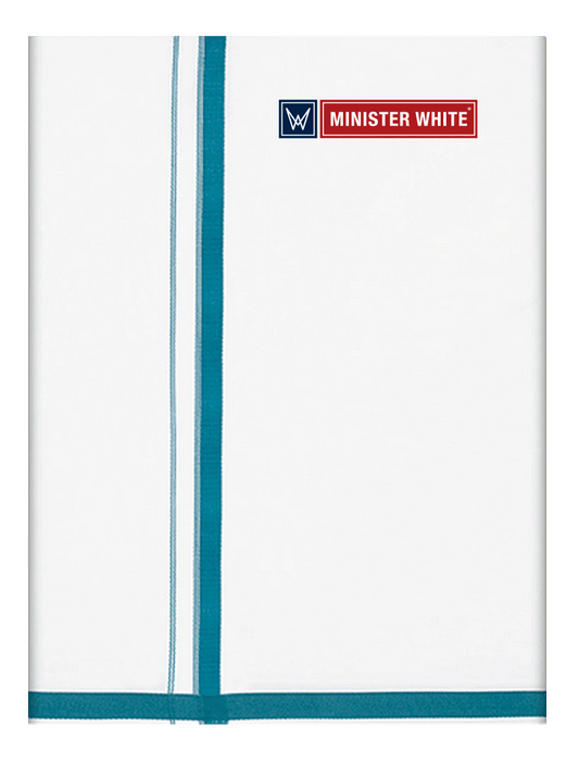 Mens Cotton White Double Layered Dhoti with Big Border - Magnificient by Minister White