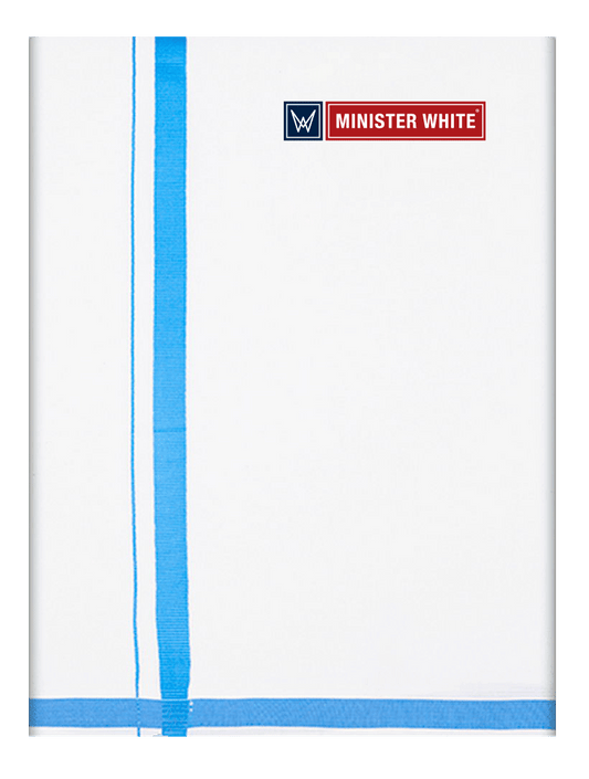 Mens Cotton White Double Layered with Big Border Dhoti - Manalan by Minister White