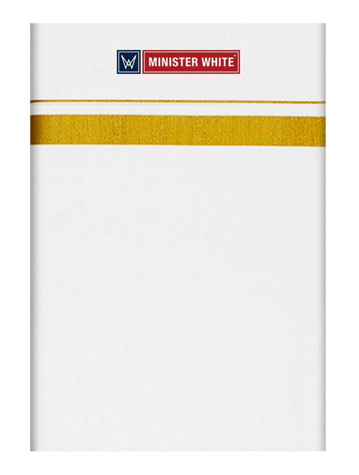 Men's Cotton White Color Single Layered Dhoti with 3/4" Gold Jari Border _ Pack of 5