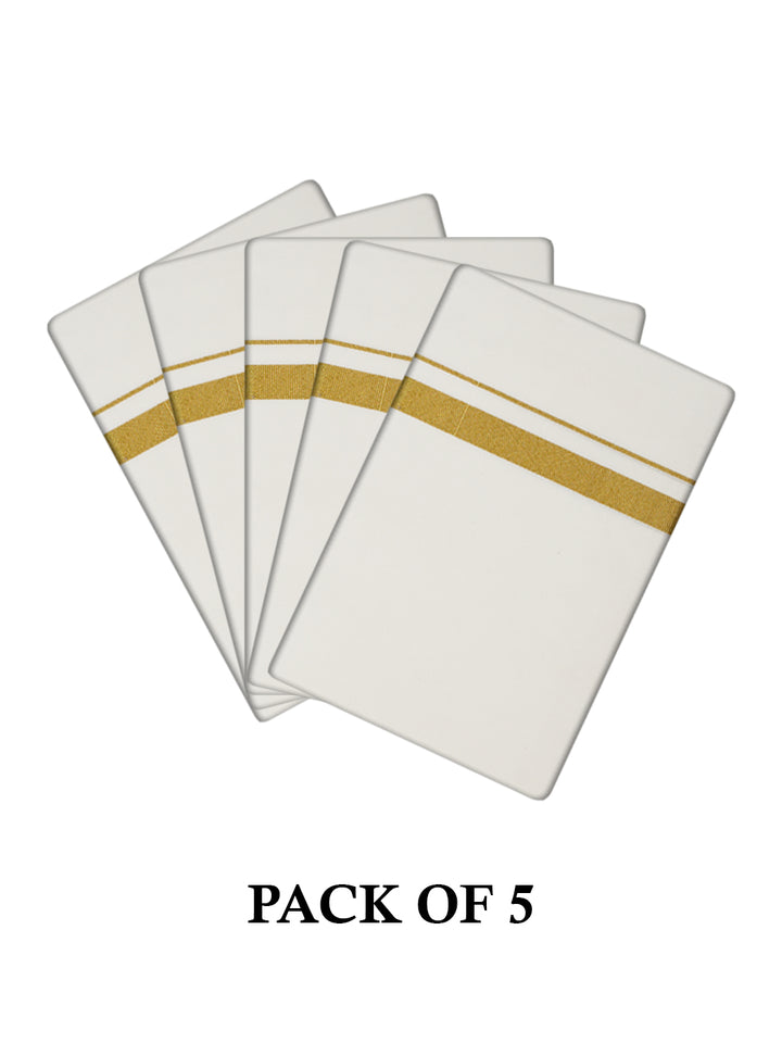 Men's Cotton Cream Color Single Layered Dhoti  Manoharam 3/4_ Pack of 5