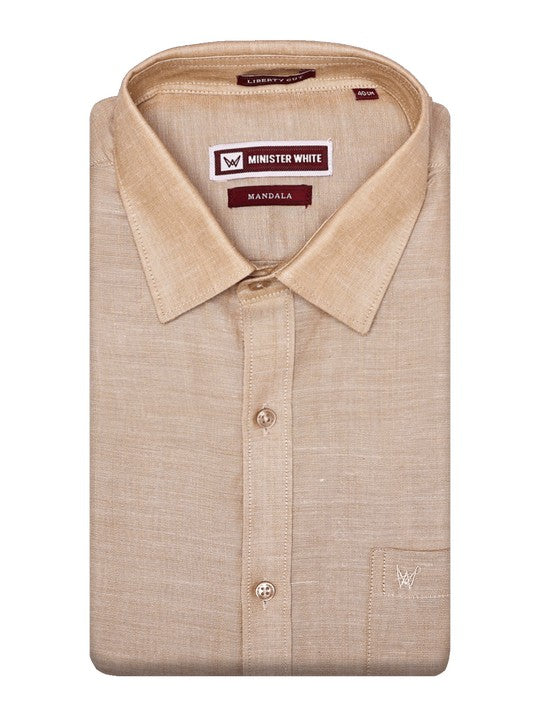 Men's Premium Cotton Linen Regular Fit Beige Shirt Mandala