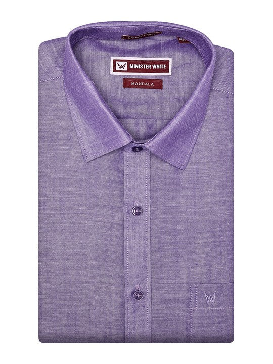 Men's Premium Cotton Linen Regular Fit  Lavender Green Shirt Mandala
