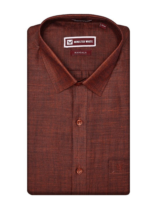 Men's Premium Cotton Linen Regular Fit Maroon Shirt Mandala