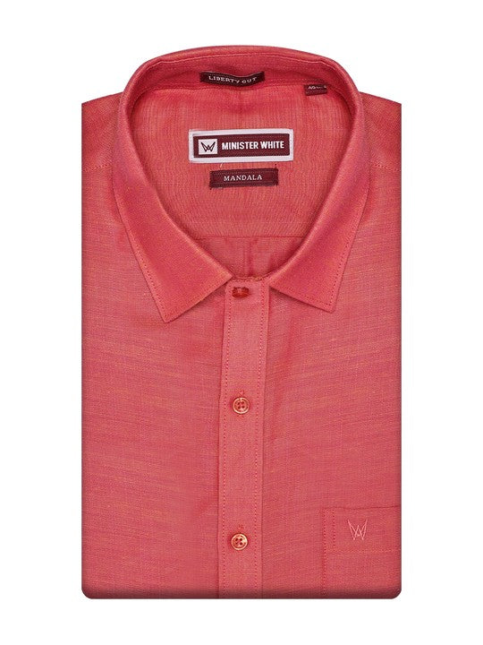 Men's Premium Cotton Linen Regular Fit Orange Shirt Mandala