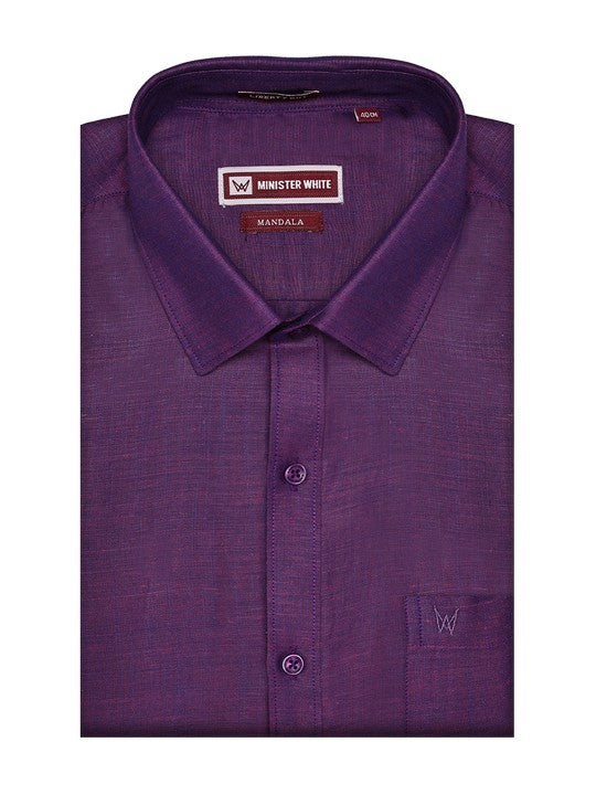 Men's Premium Cotton Linen Regular Fit Violet Shirt Mandala