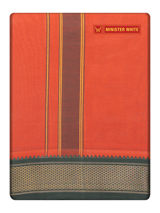 Men's Cotton Assorted Border Panchakacham Jitvar Dark Kavi 9 X 5