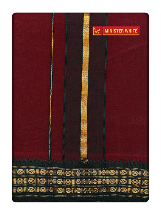 Men's Cotton Assorted Border Panchakacham Krishna Maroon 9 X 5